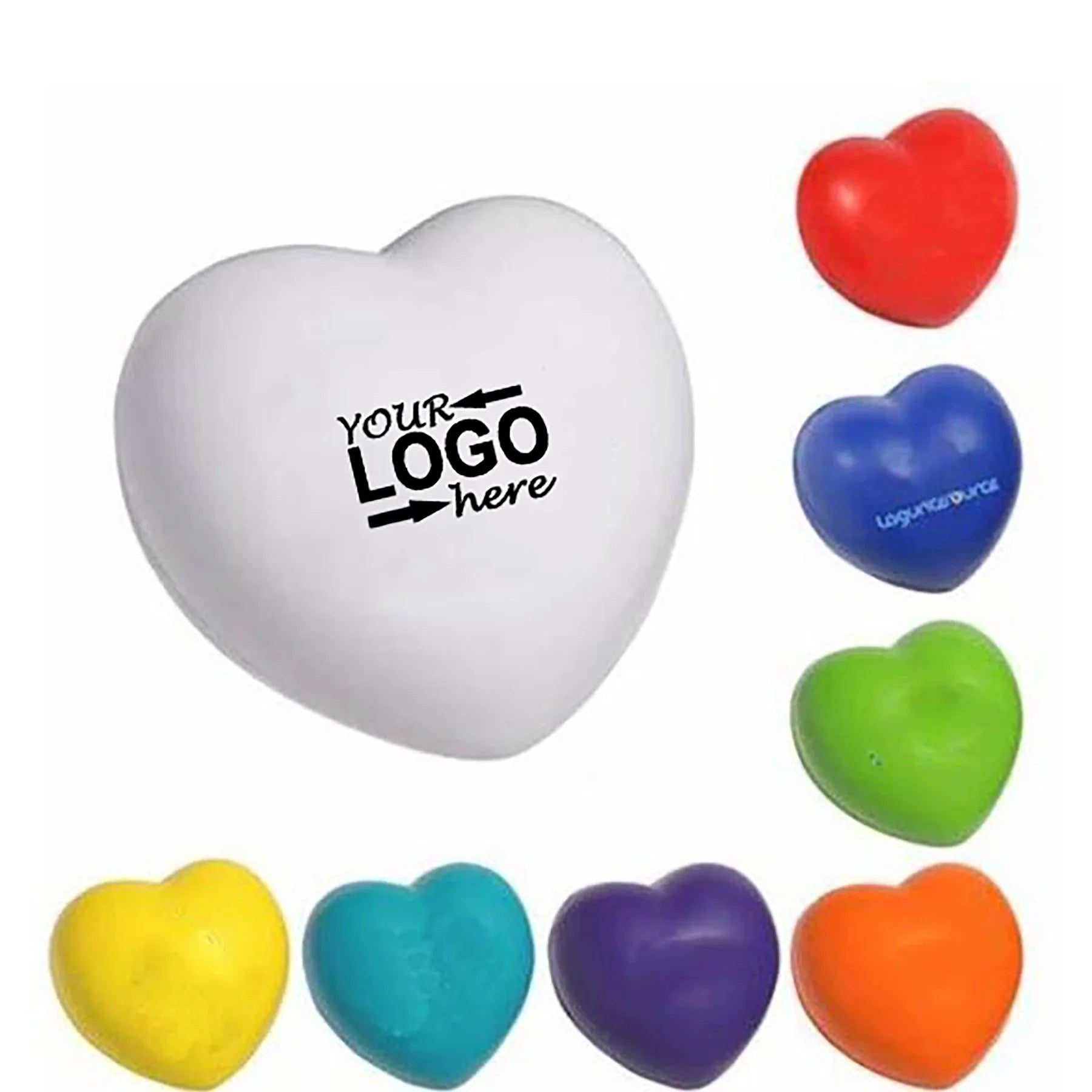 Custom Logo Reliever Toys Heart Shaped PU Foam Squeeze Toys Anti Stress Reliever Balls