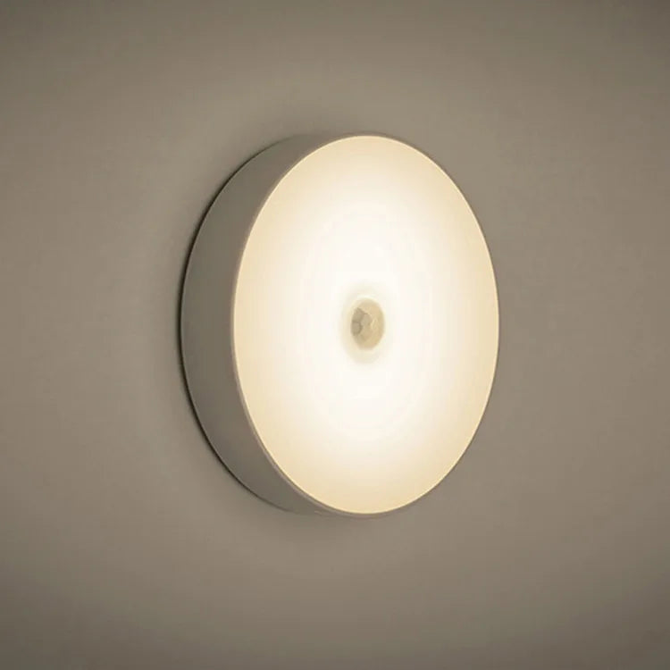 Smart Led Motion Sensor Night Light Lamp Rechargeable 6 LED Round White Led Small Night Light
