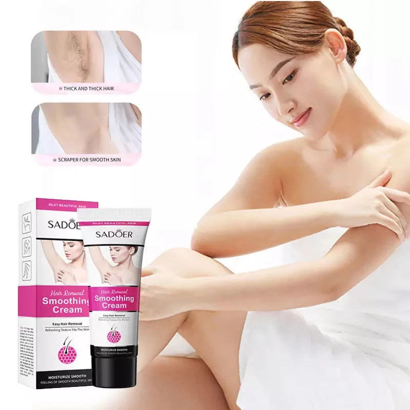 OEM SADOER Private Label Natural Gentle Clean Skin Care Whitening Smoothing Skin Cream Permanent Hair Removal Cream