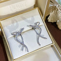 Wholesale Full Crystal Full Rhinestone Bow Stud Earrings Ladies Fashion Long Earrings Exquisite Crystal Party Wedding Earring