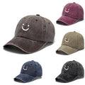 Wholesale Custom Print Smile Face Logo Baseball Cap Smiling Vintage Distressed Cotton Gorras Dad Hat Adjustable for Women Men