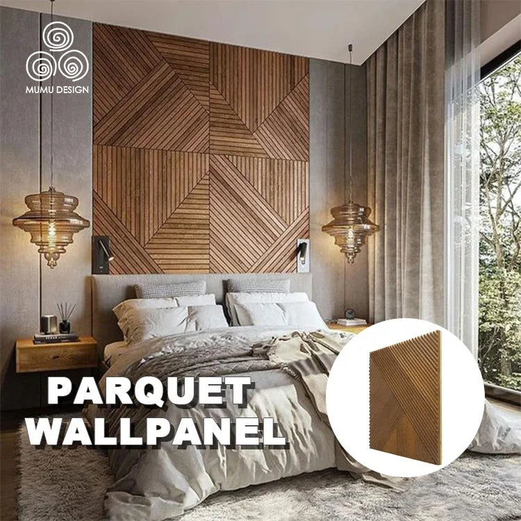MUMU Moroccan Hot Sale 3D Herringbone Feature Ceiling Decorative Wood Panels Art Wall Panel