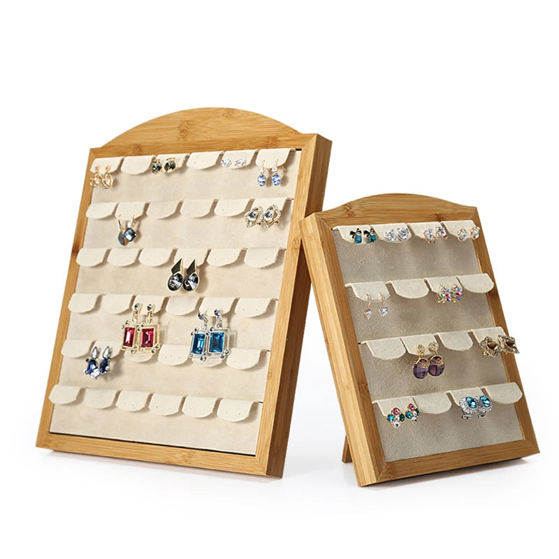 DIGU Customized Earring Display Props Jewelry Storage Hanging Earring Jewelry Display Microfiber Bamboo Stand Earring Display