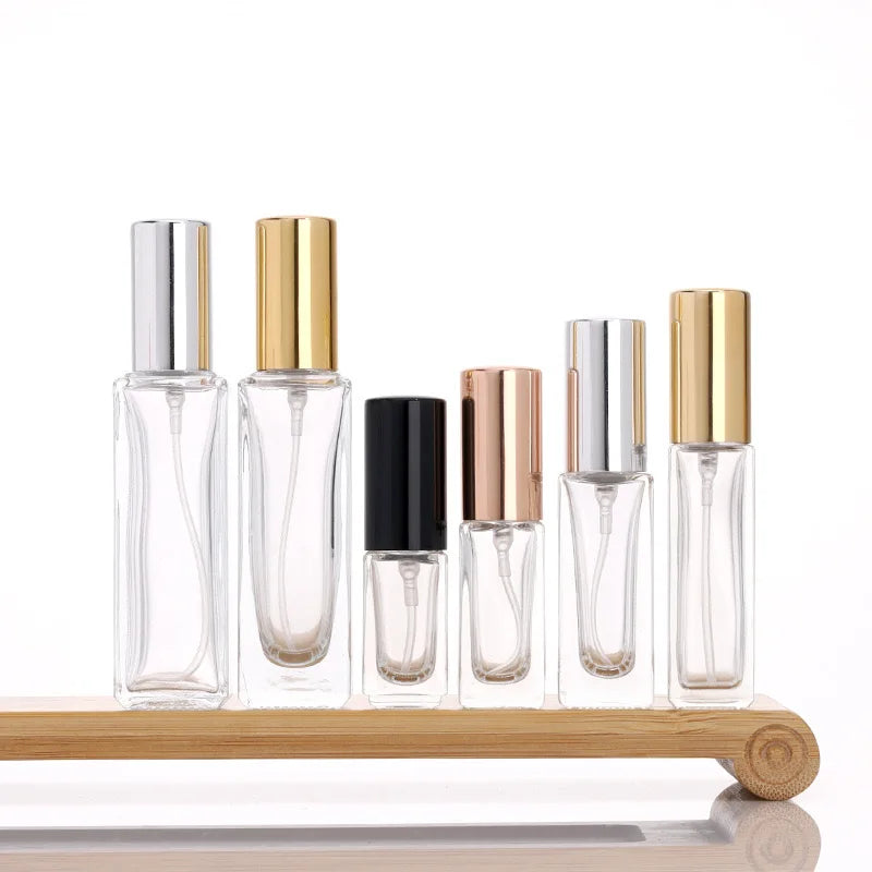 3ml 5ml 8ml 10ml 15ml 20ml 30ml Transparent Square Refillable Glass Perfume Spray Bottle With Cap