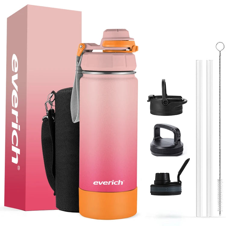 Custom Gradient Pink 304 Triple Wall Stainless Steel Vacuum Insulated Water Bottles( 14oz 18oz 22oz 32oz 40oz)