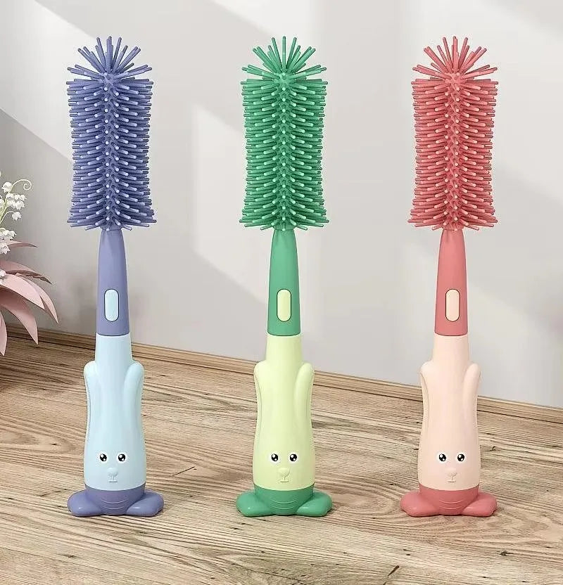 3-in-1 Silicone Baby Bottle Cleaning Brushes Set for Cleaning Straw Nipple Neck Cap Other Bottle Accessories
