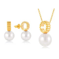 QX Wholesale Women Wedding Bridal Fine Jewelry 18k Gold Plated 925 Silver Freshwater Pearl Earring Necklaces Jewelry Set