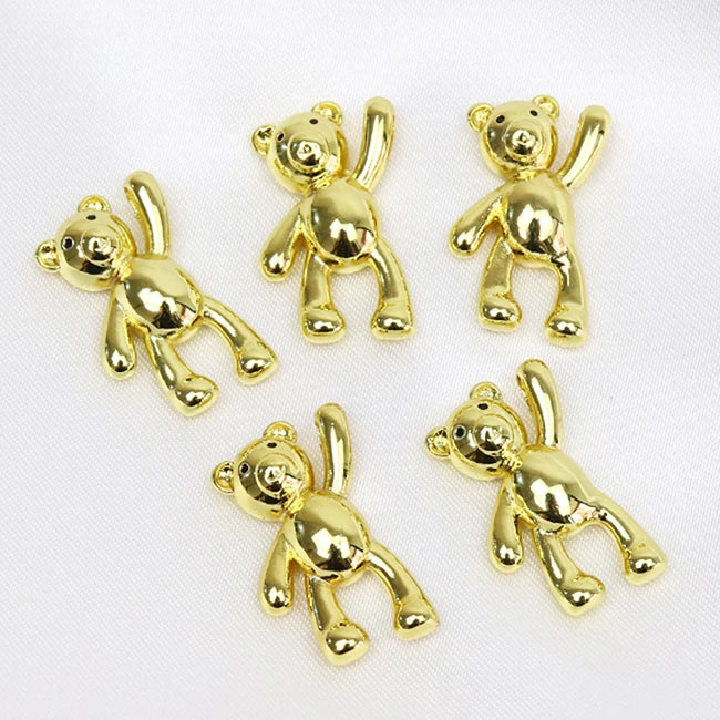 18k Gold Plated Bear Pendants Brass Metal Animal Charm Jewelry Accessories Cartoon Bear Pendants for Jewelry Making