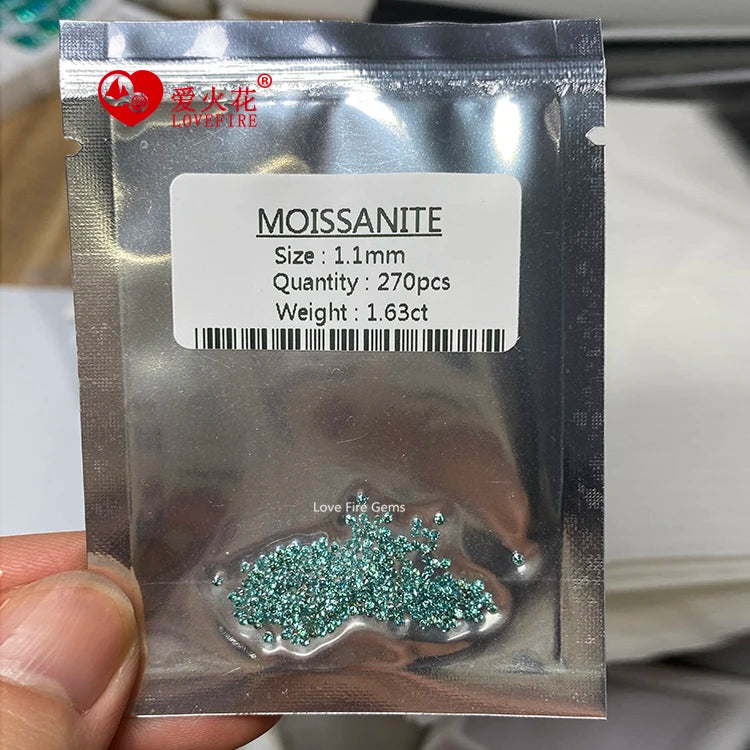 Small Size Loose Lab Grown Moissanite Diamond Stone Round Brilliant Cut Blue Green Moissanite