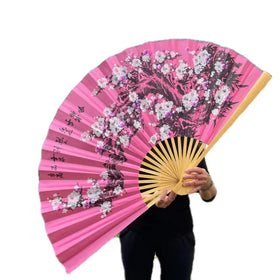 FAREA Hot Selling Handmade Customized Design Giant Asian Folding Fabric Fan Large Big Size Wall Fan 90cm Bamboo Hand Fan