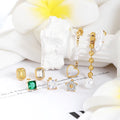 HOVANCI Luxury Fancy Studded Earrings Women 18K Gold Plated Jewelry Bulk Wholesale Small Clear Zircon Pearl Earrings