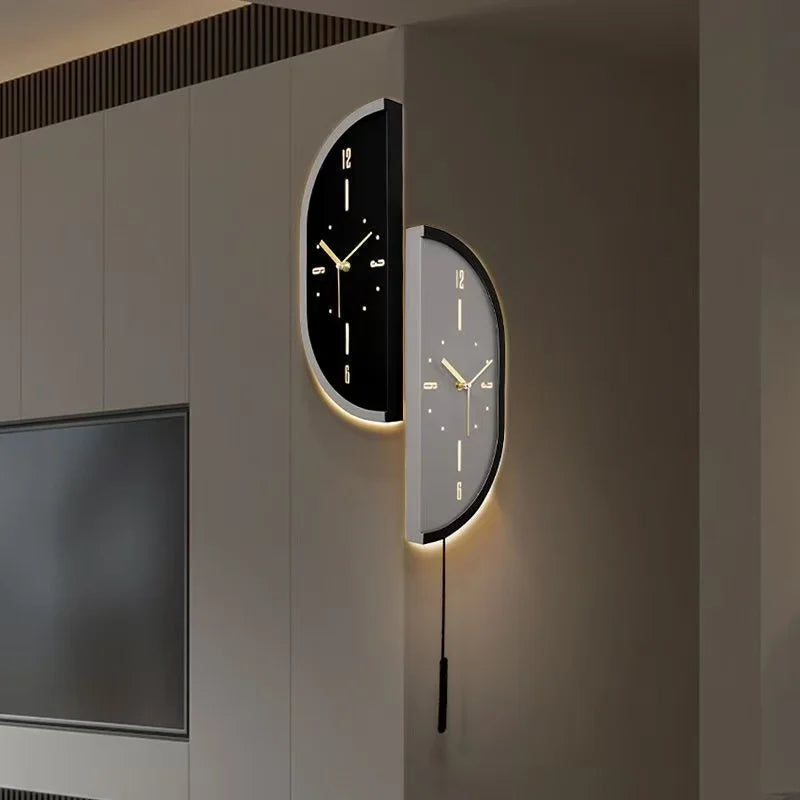 40X16CM  Double-sided Corner Clock Wall Clock Living Room Clock Wall New Advanced Sense Light Luxury Silent Wall Watch