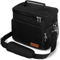 Large Black Fit Fresh Work Reusable Thermal Cooler Insulated Lunch Box Tote Bag for Women Men Adult Kid Girl