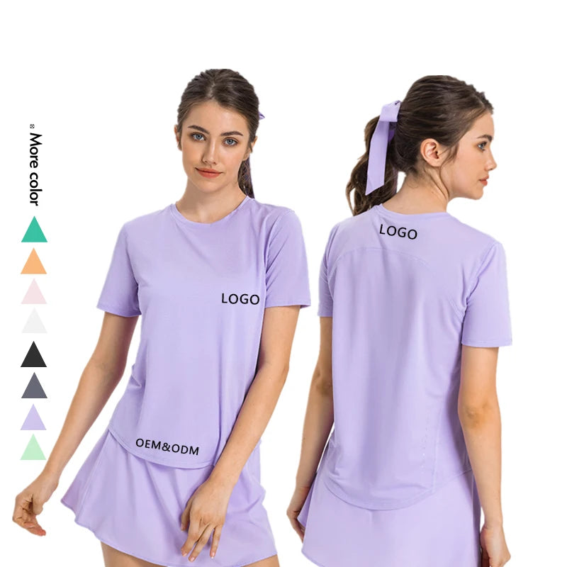 Xsunwing Women's Comfortable Active Wear Gymnasium Tops Loose Short Sleeve Sports Tennis Workout Yoga Seamless Plain T-Shirts