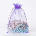 Vinknd S015 9x12 cm Purple Drawstring Organza Gift Pouch Custom Packaging Bag with Ribbon for Jewelry Candy Small Charms