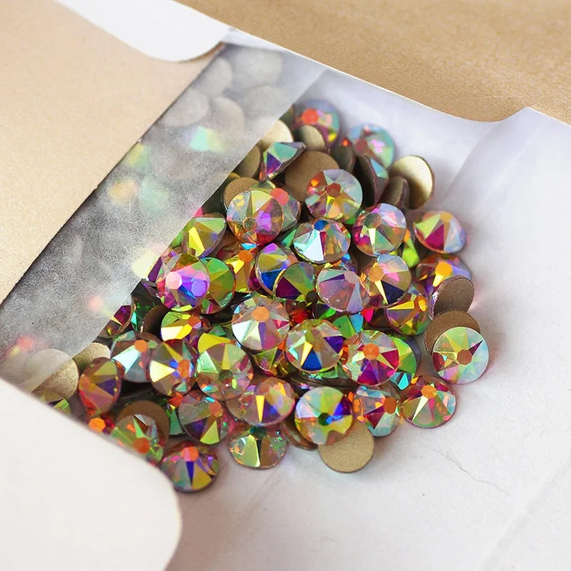 China Manufacturer 8 and 8 Cuts Superior Quality  clear and  AB Color Rhinestones Flat Back Non Hotfix  Glass Stones