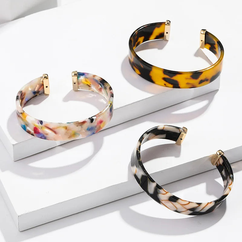 Jachon New Fashion Temperament Alloy Open Bracelet for Women Creative Couple Fashion Acetate Bracelet for Women Girls
