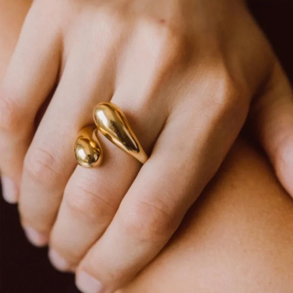 Dainty Original Design Fine Jewelry Open Ring Adjustable Open Ring Stainless Steel Women Wrap Around Ring