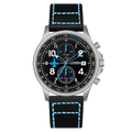 SINOBI Men's Pilot Quartz Watch 43mm Dial Alloy Case Leather Strap Business Style Glass Crystal Pointer Dial