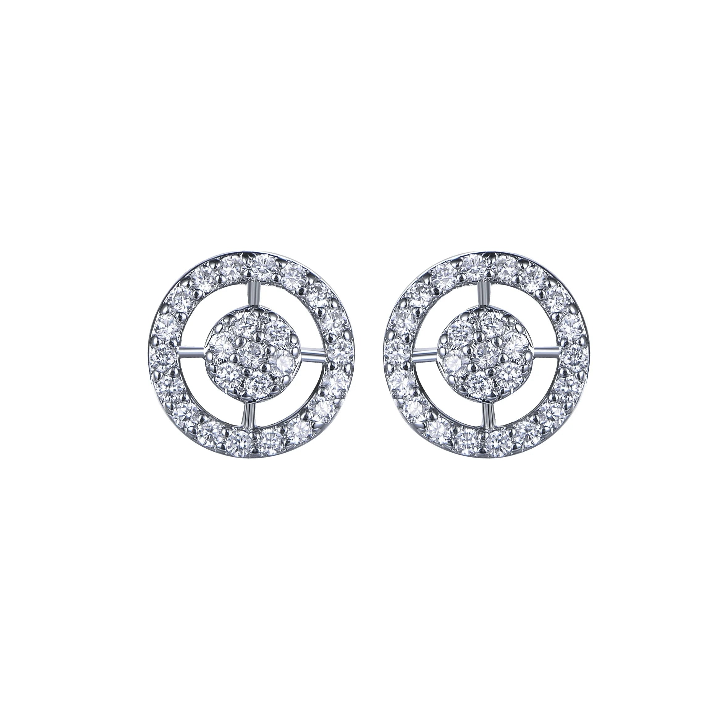 Kirin 925 Sterling Silver Round Micro Zircon Earrings Cute Gold Plated Diamond Design Wedding and Anniversary Suitable