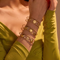 Summer Beach Shell Starfish Pearl Cuff Bangle Hollow Gold Plated Stainless Steel  Adjustable Bracelet Bangle Jewelry Women