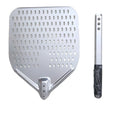 Foldable Sustainable Metal Pizza Oven Peel Unique Detachable Handle Elegant Simple Design Square Perforated Stainless Steel
