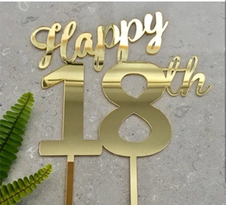 Happy 18th 21st 40th 50th 60th Acrylic Cake Topper for Birthday Graduation Thanksgiving Valentine's Day Cake Decorating Supplies