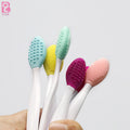 Beiqili Wholesale Custom Logo Double-Sided Silicone Nose Lip Scrub Brush Plastic Handle 15cm Durable Easy Clean Exfoliating Tool