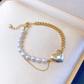 B467 7-8mm 925 Sterling Silver Gold Plated Wholesale Freshwater Pearl Charm Bracelet  Bangle Fancy Jewelry for Women