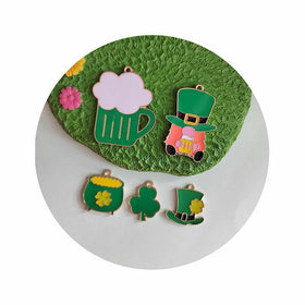 Mix St Patricks Day Green Clover Beer Hat Enamel Charms Pendant Metal Beads for Bracelets Necklace Accessories