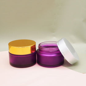 50g 1.7oz Frosted Purple Luxury Cosmetic Glass Jar With Black Aluminum Lid for Skin Care Cream