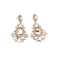 Statement Jewelry Colorful Chandelier Earrings Crystal Rhinestone Pearl Geometric Stud Earrings for Women
