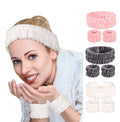 Wholesale Flannel Facial Skincare Spa Headband and Wristband Set Wash Face Towel and Makeup Wrist Wrap