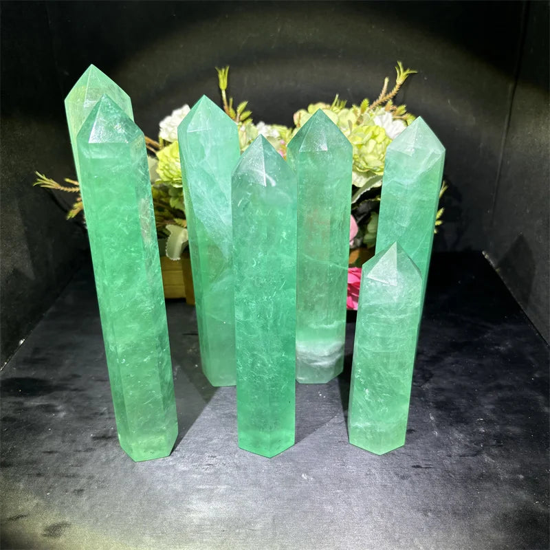 Hot Sale Spiritual Natural Stone Crystal Crafts Healing Stone Tower Green Fluorite Tower for Decoration