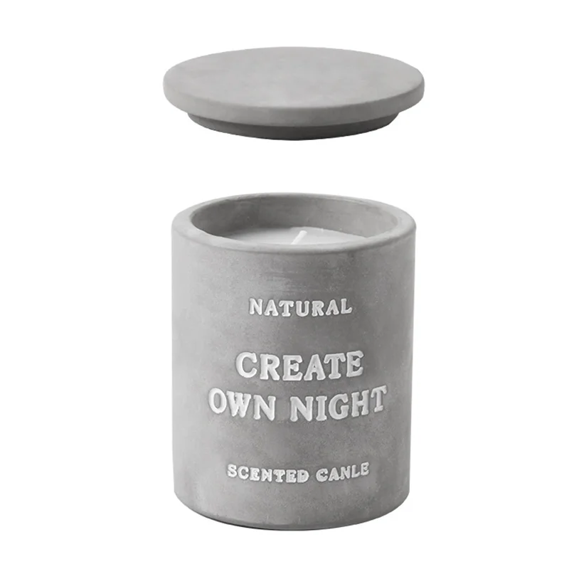 Custom Printed Silver Ceramic Cylinder Colorful Matte Cement Jar Lid Weddings Candlestick Holder Candle Container Custom
