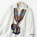 Women Luxury Neck Scarf Ladies Stylish Silky Satin Scarf Custom Printed Logo Long Narrow Neck Scarves for Summer Spring