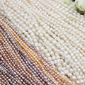 Wholesale 3A with Hole Oval Natural Rice Freshwater Pearl Beads String White/Pink/Purple 2.8-7mm for Jewelry Making
