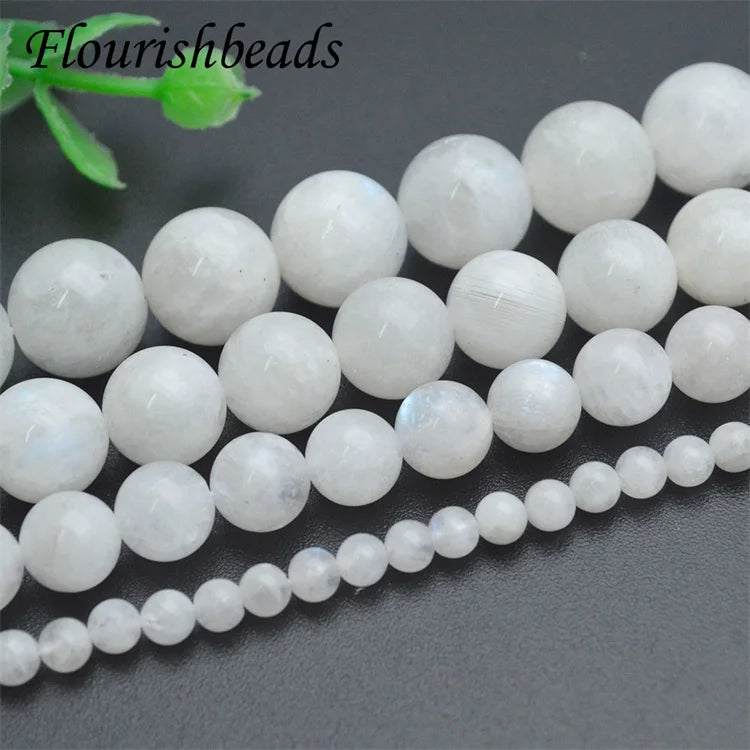 4mm 6mm 8mm 10mm 12mm Natural Stone Smooth Round Rainbow Moonstone Beads for Jewelry Necklace Bracelet  Making