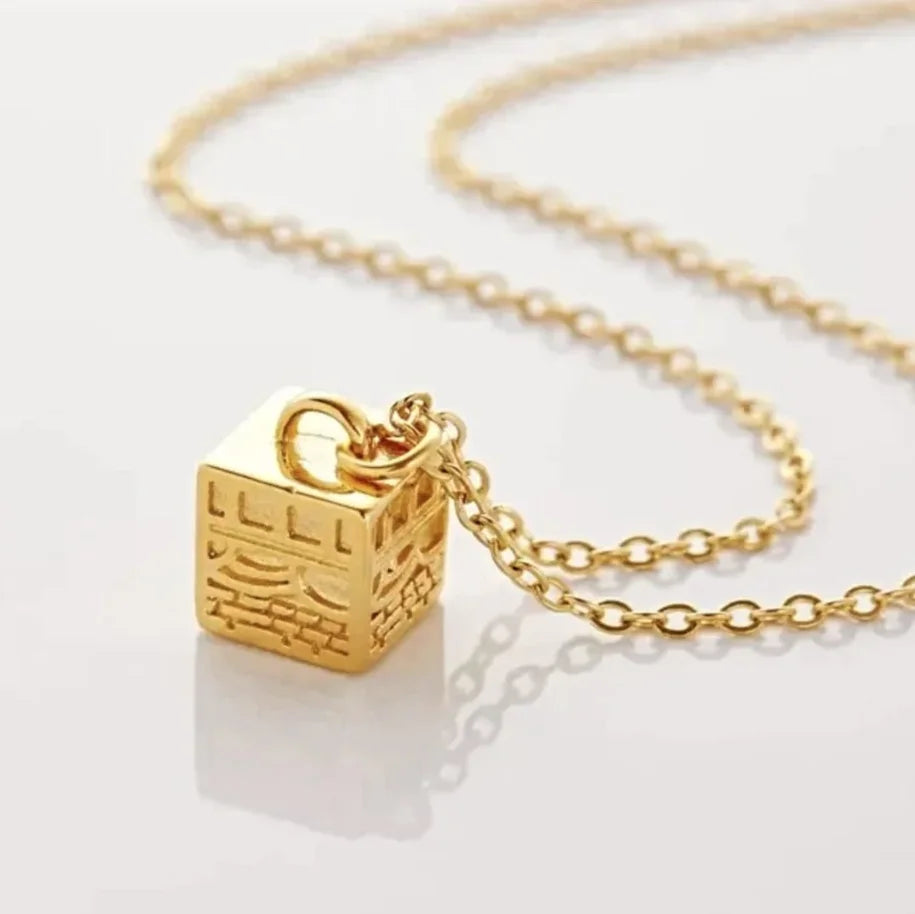 Inspire Jewelry Muslim Islam Scripture Arabic Middle East Islamic Quran Arab Religion Gold Kaaba Necklace Religious Jewelry