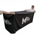 Best Selling Custom Knitted Fabric Reusable Dye Sublimation Printed Joyous Pattern CMYK 4 Color 4/6/8ft Fitted Full Tablecloth