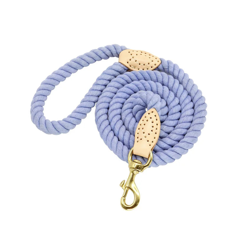 Solid Pattern Handmade 5ft Braided Cotton Dog Leash Heavy Duty & Durable Strong Lead Simple Style