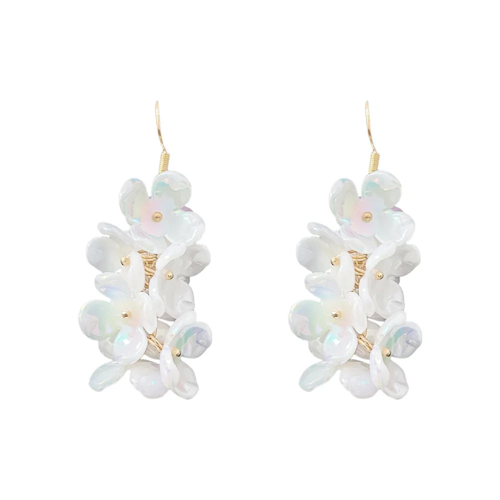 2023 Delicate Large Resin Floral Earrings Lady Colorful White Acrylic Flower Drop Earrings Jewelry
