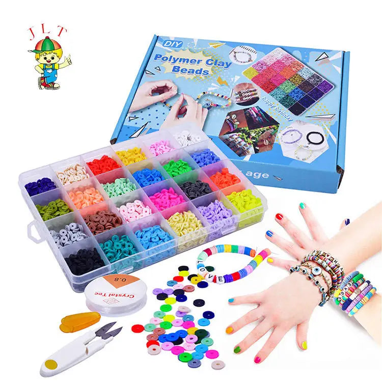 2025 Factory Wholesale JLT Brand Soft Ceramic Porcelain Polymer Clay Beads Kid Diy Flat 24 Colors Jewelry Bracelet Making Kit