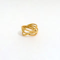 Tarnish Free High End 18K Gold Plated Multi- Layer Lines Cross Chunky Rings for Women Stainless Steel Jewelry
