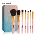 MAANGE Mini 7pcs Travel Set Eye Shadow Lip Brush Makeup Brush Set With Box