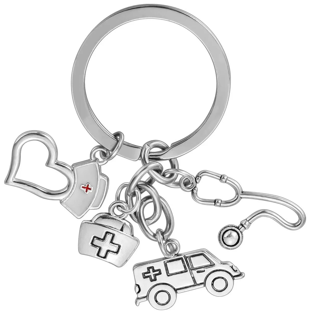100 Models - Medical Alert Nurse Key Ring Ambulance Paramedic Gift for Doctor Cap Stethoscope Pendant Bag Accessories Key Chain