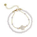 Exquisite Niche Design French Pearl Camellia Double Layer Bracelet