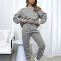 Spring Autumn Women Casual Tracksuit Long Sleeve O-Neck Pullover + Drawstring Jogging Pants Lady Fleece Warm Two Piece Set