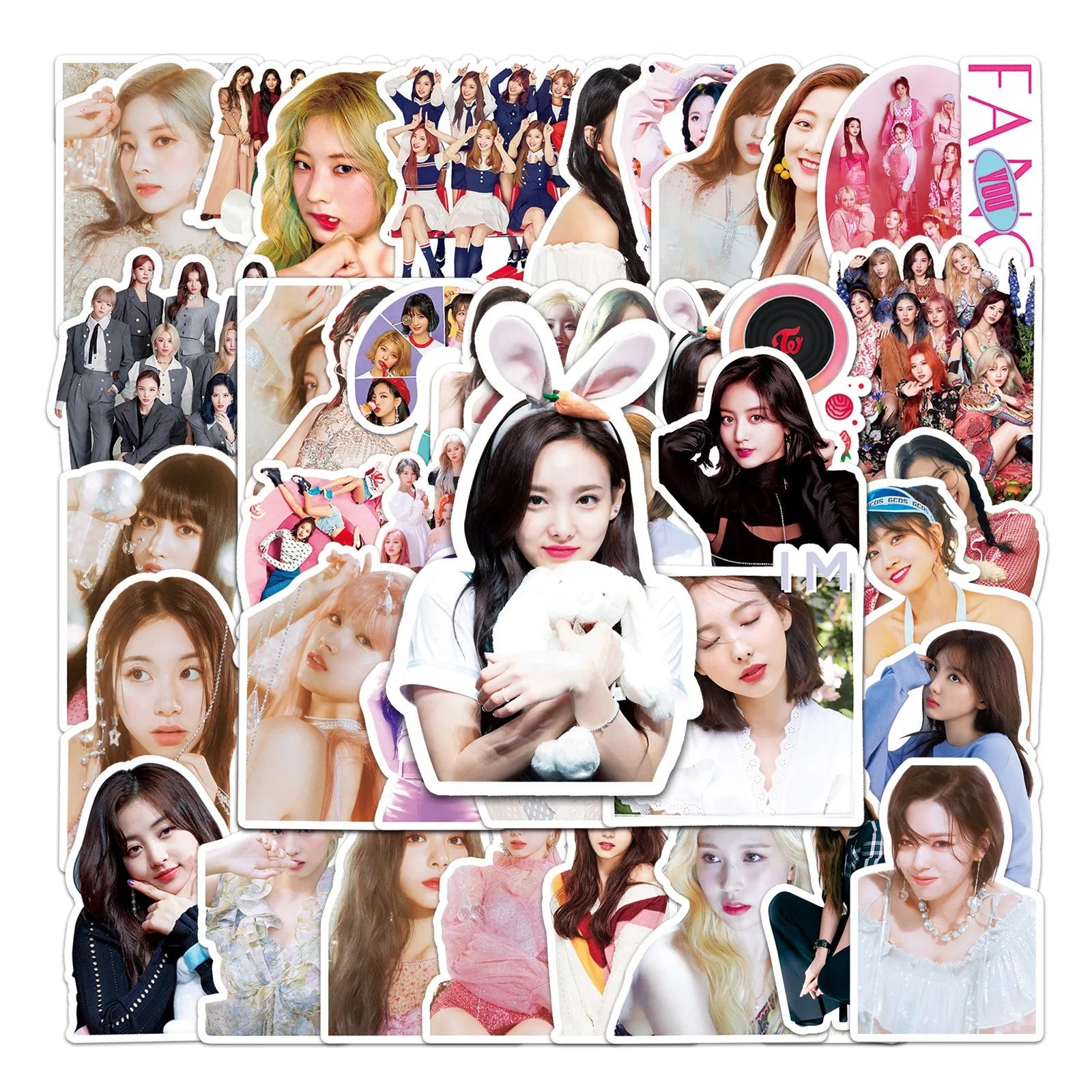 50Pcs Korean TWICE Groups Decorative Stickers for Girl Kids Suitcase Laptop Bike Guitar Water Bottle Skateboard Vinyl PVC Decals