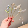 Luxury Tassel Flower Bamboo Chop Stick Hair Pins Rhinestone Pearl Hairpins Wand Hair Chopsticks Accessories for Women